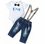 1e verjaardag set met spijkerbroek, bretels en romper+striK, Kinderen en Baby's, Babykleding | Maat 80, Verzenden, Nieuw, Sweet-One