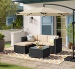 3-Delige Rotan Loungeset – Hoekbank, Tafel &amp; Kussens, Tuin en Terras, Tuinsets en Loungesets, Verzenden, Nieuw