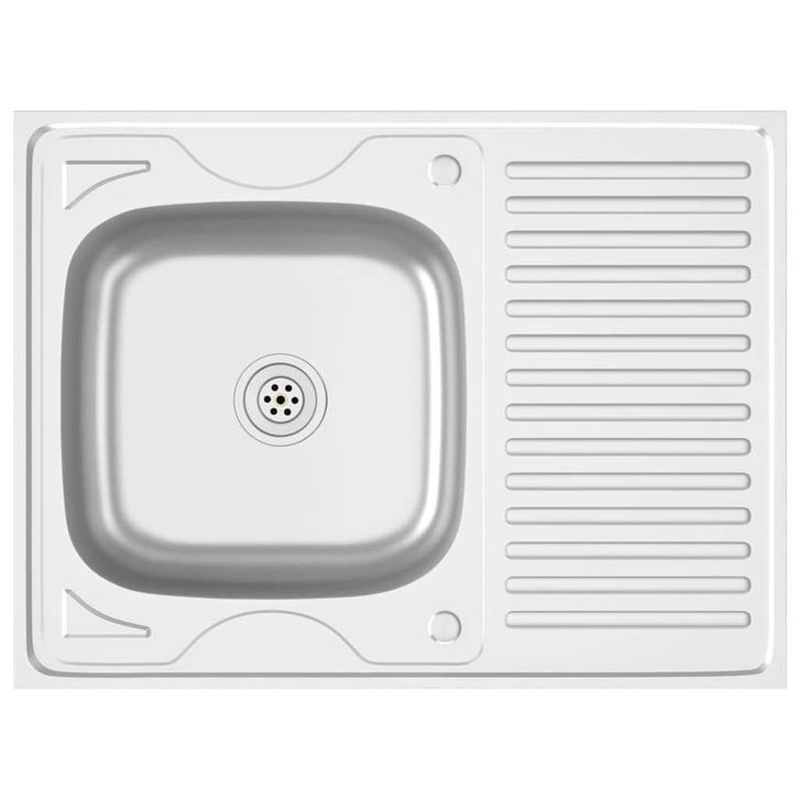 RVS Gootsteen 80x60cm | Retourdeal | 51% Korting, Doe-het-zelf en Verbouw, Sanitair, Nieuw, Rvs, Wastafel, Ophalen of Verzenden