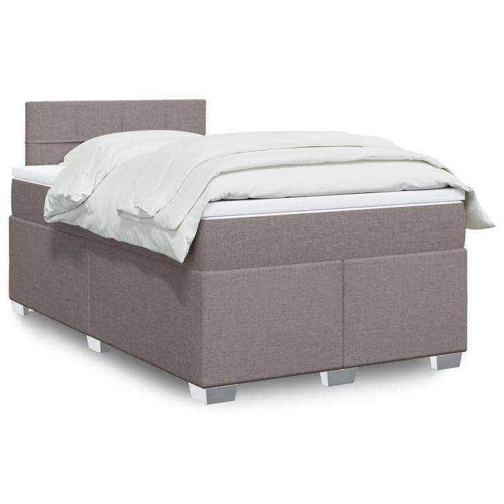 vidaXL Boxspring met matras stof taupe 120x200 cm, Huis en Inrichting, Slaapkamer | Bedden, 120 cm, 200 cm, Twijfelaar, Nieuw