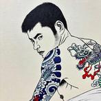 Liggende man met tatoeage - Lithografie Mishima G gash