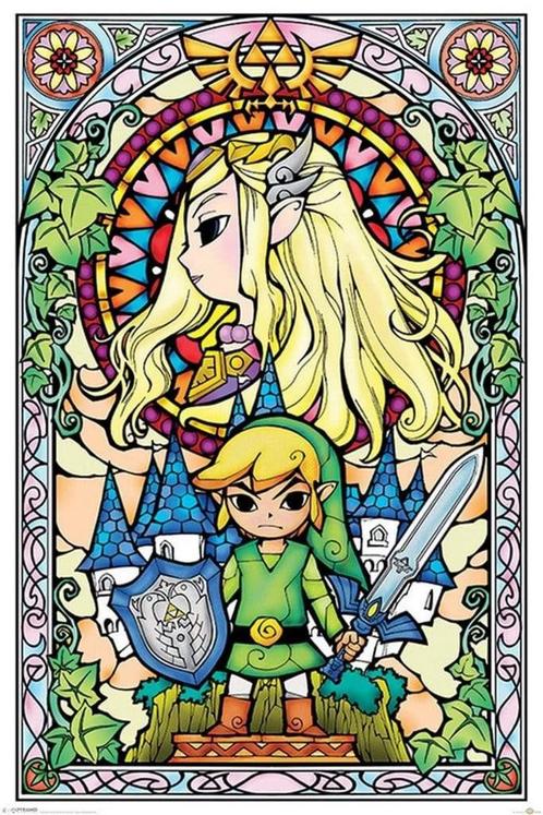Poster The Legend of Zelda Stained Glass 61x91,5cm, Verzamelen, Posters, Nieuw, A1 t/m A3, Verzenden
