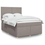 vidaXL Boxspring met matras stof taupe 140x200 cm, Verzenden, 140 cm, 200 cm, Stof