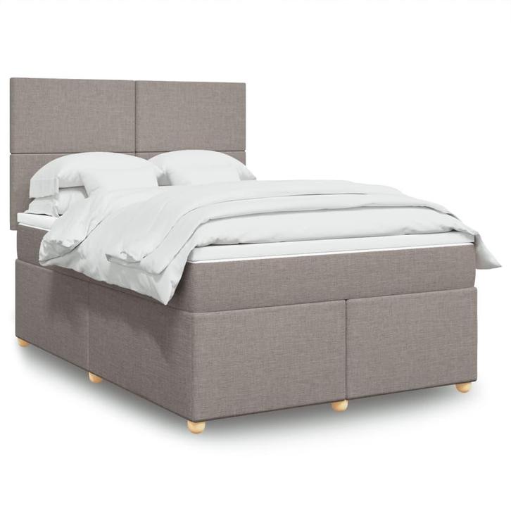 vidaXL Boxspring met matras stof taupe 140x200 cm, Huis en Inrichting, Slaapkamer | Bedden, 140 cm, 200 cm, Tweepersoons, Nieuw