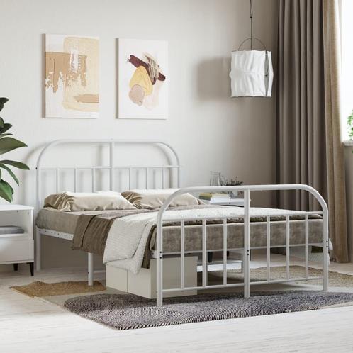 vidaXL Bedframe met hoofd- en voeteneinde metaal wit 120x200, Huis en Inrichting, Slaapkamer | Bedden, 120 cm, 200 cm, Wit, Twijfelaar
