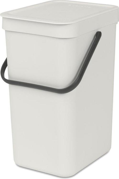 Brabantia Sort & Go Prullenbak - 12 liter - Light Grey, Huis en Inrichting, Woonaccessoires | Prullenbakken, Verzenden