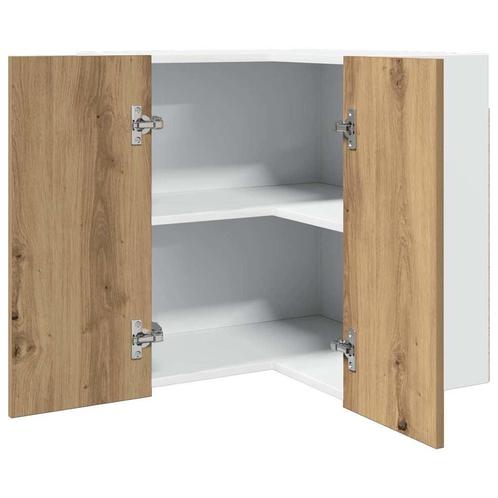 vidaXL Hanghoekkast Lyon 57x57x60 cm bewerkt hout artisanaal, Huis en Inrichting, Keuken | Keukenelementen, Bruin, Nieuw, Verzenden