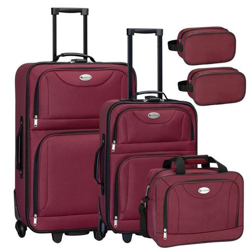 Trolley Reiskofferset / Kofferset Athen - 5-delig - Bordeaux, Sieraden, Tassen en Uiterlijk, Koffers, Nieuw, Verzenden
