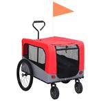 vidaXL Fietstrailer en hondenwagen 2-in-1 rood en grijs, Verzenden, Nieuw