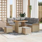vidaXL Tuin Sofa Set met kussen met opslag 8 pcs Beige en, Verzenden, Nieuw, Rotan