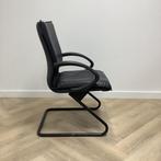 Tweedehands Sitland vergaderstoel / sledestoel, zwart leder, Huis en Inrichting, Stoelen, Gebruikt, Zwart, Leer, Ophalen of Verzenden