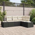 vidaXL Tuin Sofa Set met kussen met opslag 4 pcs Zwart en, Tuin en Terras, Tuinsets en Loungesets, Verzenden, Nieuw, Rotan