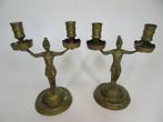 Tweelicht kandelaar, Tirol - Kandelaar (2) - Messing, Antiek en Kunst