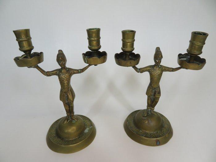 Tweelicht kandelaar, Tirol - Kandelaar (2) - Messing, Antiek en Kunst, Antiek | Overige Antiek