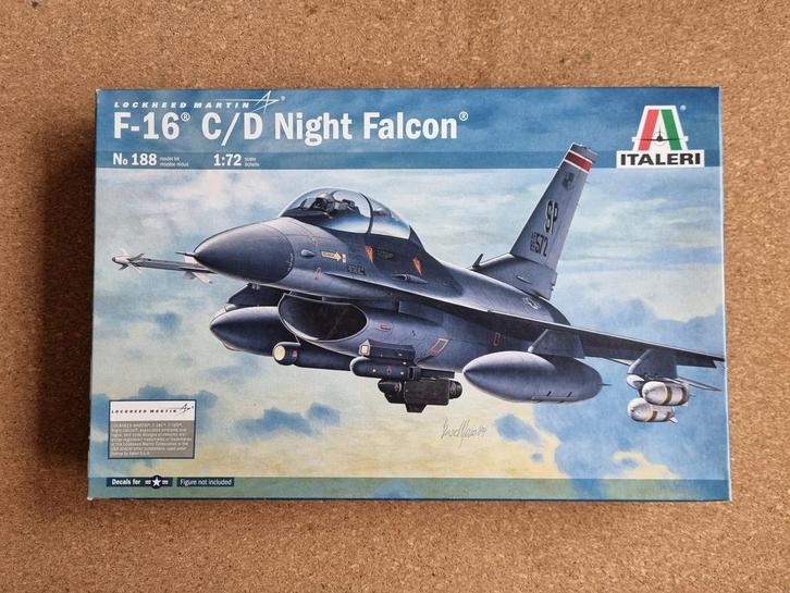 Italeri 1271 F-16 Fighting Falcon 1:72 BE + NL DECALS, Hobby en Vrije tijd, Modelbouw | Vliegtuigen en Helikopters, Italeri, Verzenden