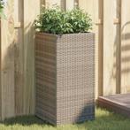 vidaXL Plantenbak 40x40x80 cm poly rattan grijs, Verzenden, Nieuw, Kunststof