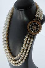 Ketting - 14 karaat Geel goud Diamant (Natuurlijk) - Parel -, Sieraden, Tassen en Uiterlijk, Antieke sieraden