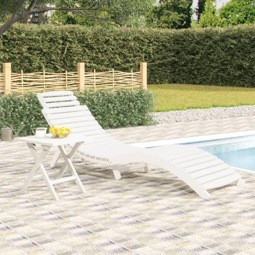vidaXL Ligbed 184x55x64 cm massief acaciahout wit, Tuin en Terras, Ligbedden, Nieuw, Verzenden