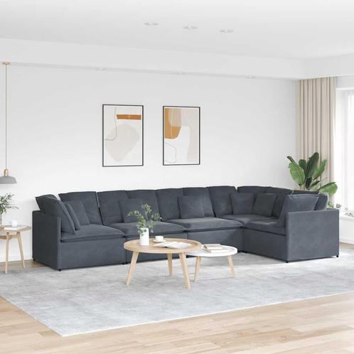 vidaXL Modulaire bank met kussens fluweel donkergrijs, Huis en Inrichting, Banken | Bankstellen, Nieuw, Stof, Verzenden
