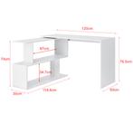 Hoekbureau met open kast Arendal 120x50x76,5 cm wit, Huis en Inrichting, Bureaus, Nieuw, Verzenden