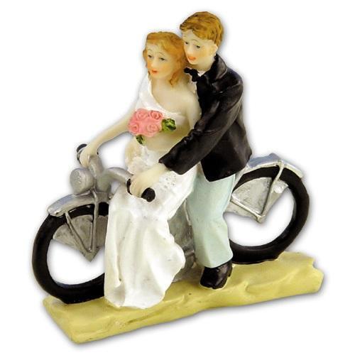 Taarttopper Bruidspaar op Motorfiets Polystone 11cm, Hobby en Vrije tijd, Taarten en Cupcakes maken, Nieuw, Verzenden