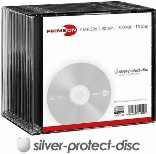 Primeon CD-R80 700MB 10 stuks Slimcase 52x, Computers en Software, Beschrijfbare discs, Nieuw, Verzenden