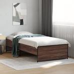 vidaXL Bedframe bewerkt hout en metaal bruin eikenkleurig, Huis en Inrichting, 90 cm, Eenpersoons, Bruin, Verzenden