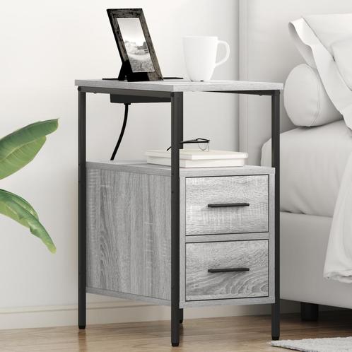 vidaXL Bedside kasten 2 pcs Grijs sonoma 30 x 48 x 61 cm, Huis en Inrichting, Slaapkamer | Nachtkastjes, Nieuw, 45 tot 65 cm, Hout