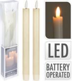 2dekans | Led Dinerkaarsen - 2 stuks - creme wit - 24cm- met, Huis en Inrichting, Ophalen of Verzenden, Zo goed als nieuw