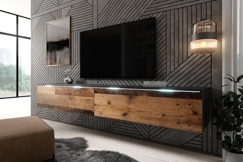 TV-Meubel Dixon Old wood antraciet 180 cm tv kast Led, Huis en Inrichting, Kasten | Televisiemeubels, 150 tot 200 cm, 25 tot 50 cm