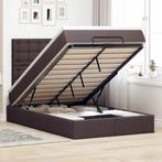 vidaXL Ottoman bed met matras en LEDs 120x200cm stof, Bruin, Verzenden, Nieuw, Twijfelaar
