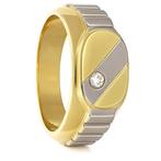 Ring - 18 karaat Witgoud, Geel goud - 0.03ct. tw. Diamant, Sieraden, Tassen en Uiterlijk, Ringen, Nieuw