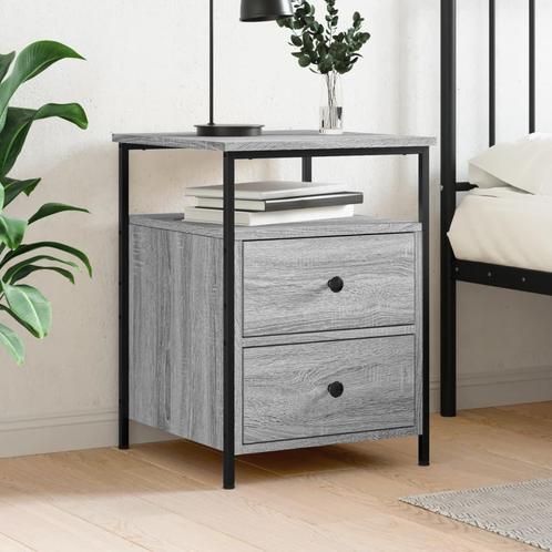 vidaXL Nachtkastje 44x45x60 cm bewerkt hout grijs sonoma, Huis en Inrichting, Slaapkamer | Nachtkastjes, Nieuw, 45 tot 65 cm, Hout
