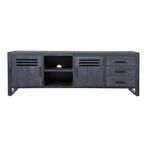 Tv-meubel Mangohout Tristan 180 Zwart, Verzenden, 150 tot 200 cm, Nieuw, Minder dan 100 cm