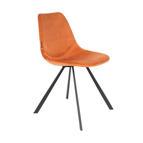 *WOONWINKEL* Dutchbone Franky Oranje Velvet Eetkamerstoel, Huis en Inrichting, Stoelen, Nieuw, Verzenden