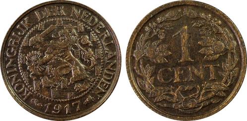 Koningin Wilhelmina 1 cent 1917 MS64 Blackened PCGS, Postzegels en Munten, Munten | Nederland, Losse munt, Verzenden