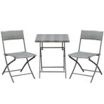 TRUUSK Polyrattan Bistroset 2 Personen Zitgroep Grijs, Tuinm, Verzenden, Nieuw
