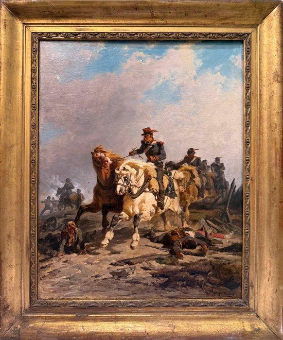 Alexandre Dubuisson (1805-1870) - Bataille Napoléonienne, Antiek en Kunst, Kunst | Schilderijen | Klassiek