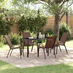 vidaXL 5-delige tuinset Bruin Textilene en Staal, Verzenden, Nieuw, Textileen, Tuinset