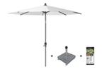 Platinum Riva stokparasol 2,5 m. rond - White met voet en, Nieuw, Parasolvoet, Verzenden, Kantelbaar