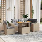 vidaXL 6-delige Loungeset met kussens poly rattan beige, Tuin en Terras, Tuinsets en Loungesets, Verzenden, Nieuw, Rotan, Loungeset