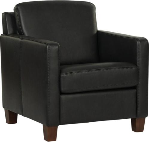 Zwarte leren landelijke fauteuil - poot hout bruin - Granada, Huis en Inrichting, Fauteuils, 50 tot 75 cm, 75 tot 100 cm, Nieuw