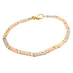 18 kt Tricolor gouden schakel armband; Gematteerd | 17 cm, Sieraden, Tassen en Uiterlijk, Armbanden, Ophalen of Verzenden, Gebruikt