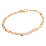 18 kt Tricolor gouden schakel armband; Gematteerd | 17 cm, Goud, Gebruikt, Ophalen of Verzenden, Overige kleuren