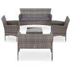 vidaXL 5-delige Loungeset met kussens poly rattan grijs, 5 zitplaatsen, Nieuw, Loungeset, Verzenden