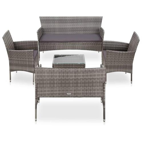 vidaXL 5-delige Loungeset met kussens poly rattan grijs, Tuin en Terras, Tuinsets en Loungesets, Loungeset, Nieuw, 5 zitplaatsen