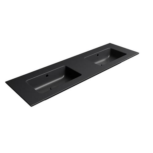Dubbele Wastafel Keramiek Zonder Kraan Gat Sapho Pura 142x46, Doe-het-zelf en Verbouw, Sanitair, Overige typen, Nieuw, Ophalen of Verzenden