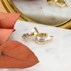 Bicolor gouden oorbellen met diamant | 0,04 ct. (oorringen), Sieraden, Tassen en Uiterlijk, Oorbellen, Gebruikt, Overige kleuren