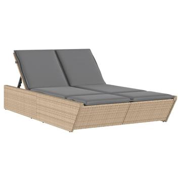 2-Persoons Ligbed - Tweedekansje - Beige Rattan - OP=OP beschikbaar voor biedingen