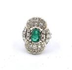 Ring - 18 karaat Witgoud - 3.90ct. tw. Smaragd - Diamant, Sieraden, Tassen en Uiterlijk, Ringen, Nieuw